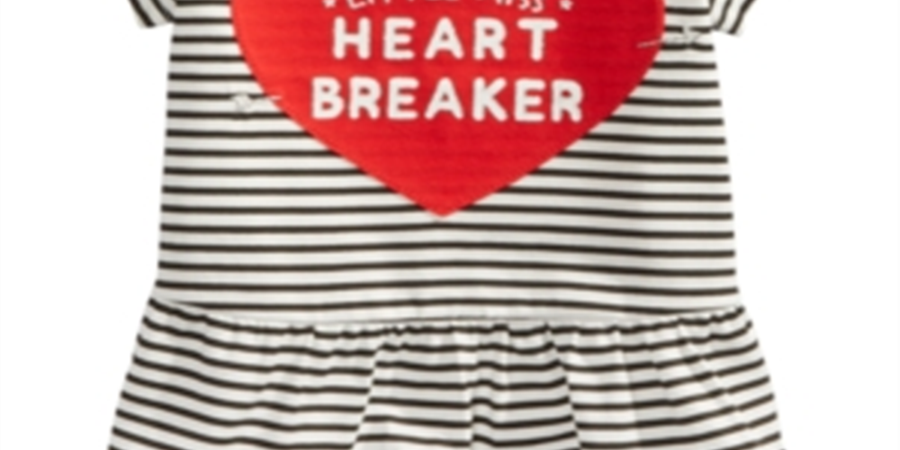 First Impressions Baby Girl's Striped Heartbreaker Print Cotton T-Shirt White Size 24 Months