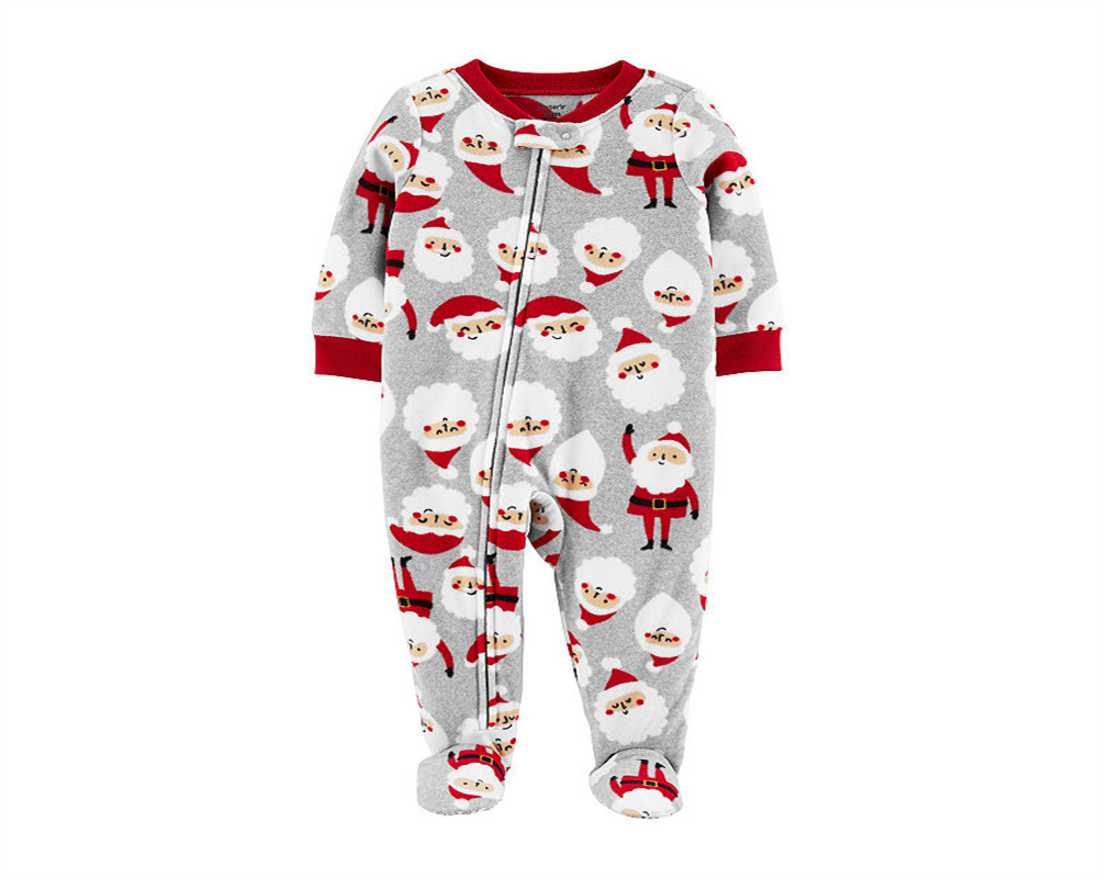 Carter's Unisex Footies Print - Gray Santa Fleece Footie -Gray Size 2T