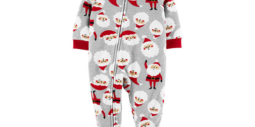 Carter's Unisex Footies Print - Gray Santa Fleece Footie -Gray Size 2T