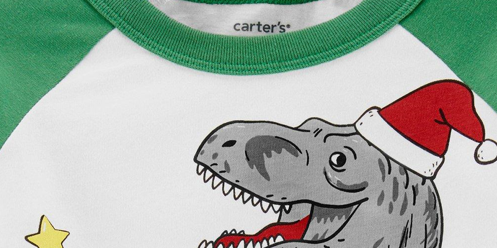 Carter's Toddler Boy's Christmas T-Rex Long Sleeve T-Shirt Green/white Multi Size 3T