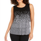 Alfani Women's Tiered Dot-Print Black Drifting Dot Top White Size Petite Medium