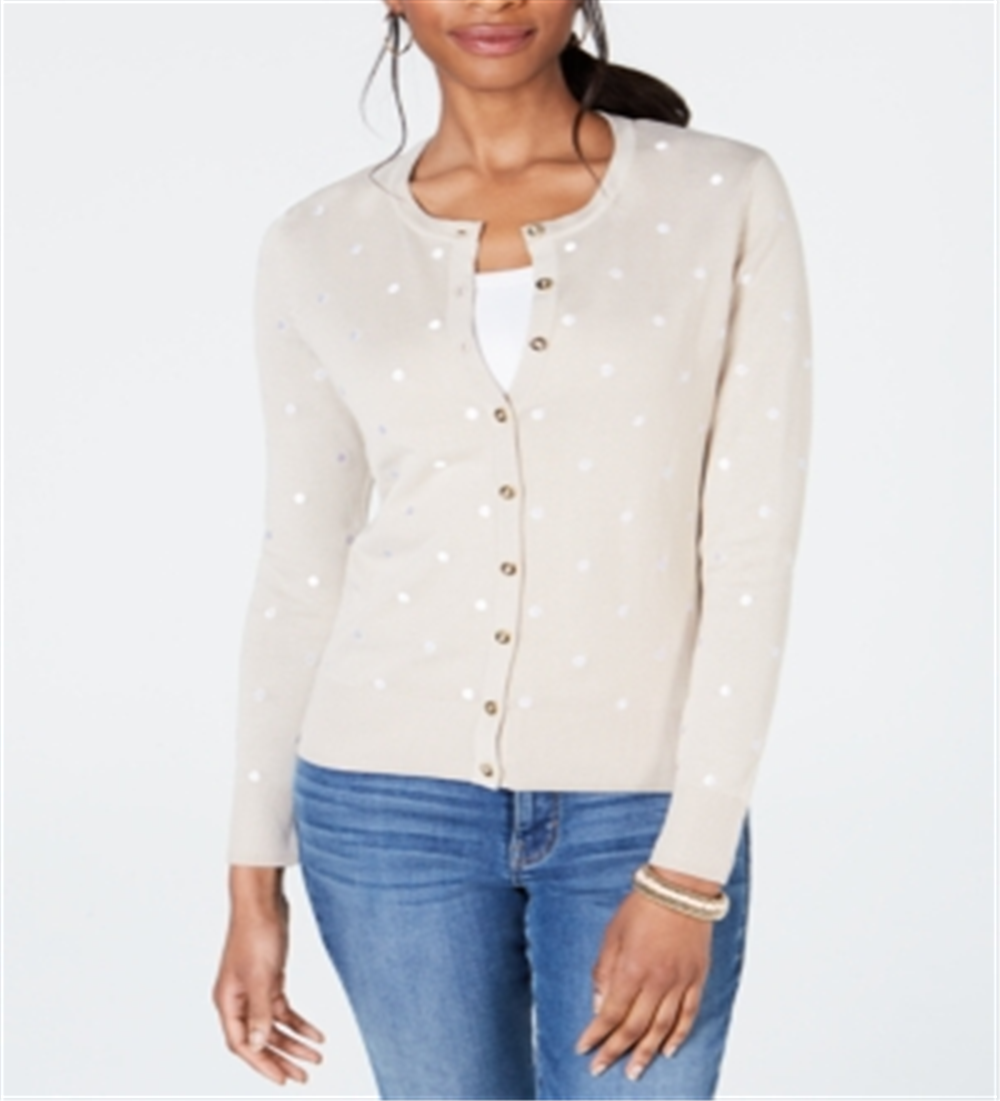 Charter Club Women's Printed Button-Down Cardigan Brown Size X-Large