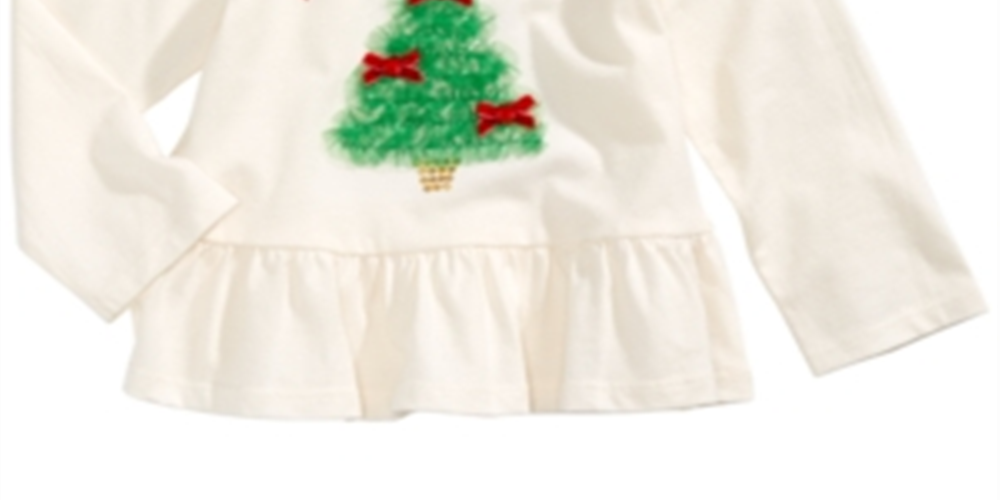 First Impressions Baby Girl's Tulle Tree-Print Peplum T-Shirt Ivory Size 0-3MOS