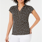 Charter Club Women's Dot-Print Polo Top Black Size Large