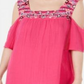 Style & Co Women's Knit Embroidered Cold Shoulder Top Pink Size Small