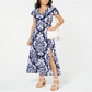 INC International Concepts Women's Printed Maxi Dress Blue Size Petite Small