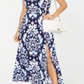 INC International Concepts Women's Printed Maxi Dress Blue Size Petite Small