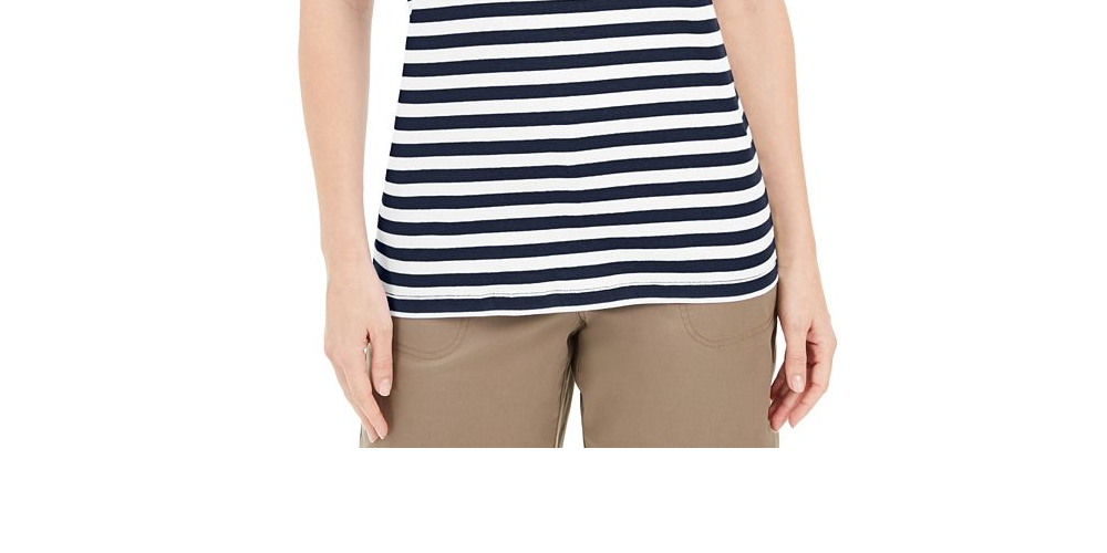 Karen Scott Women's Striped Anchor Top Blue Size XS