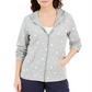 Karen Scott Women's Star Gaze Printed Zip Hoodie Gray Size X-Small