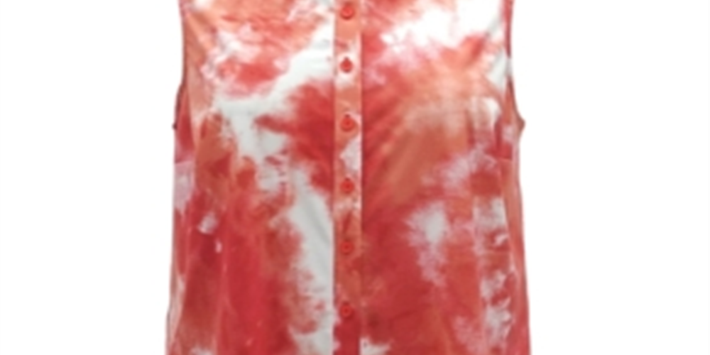 Alfani Women's Coral Acid Wash Sleeveless Blouse Top Sublime Dye Size X-Large