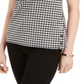Charter Club Women's Gingham Print Button Top Black Size PXL