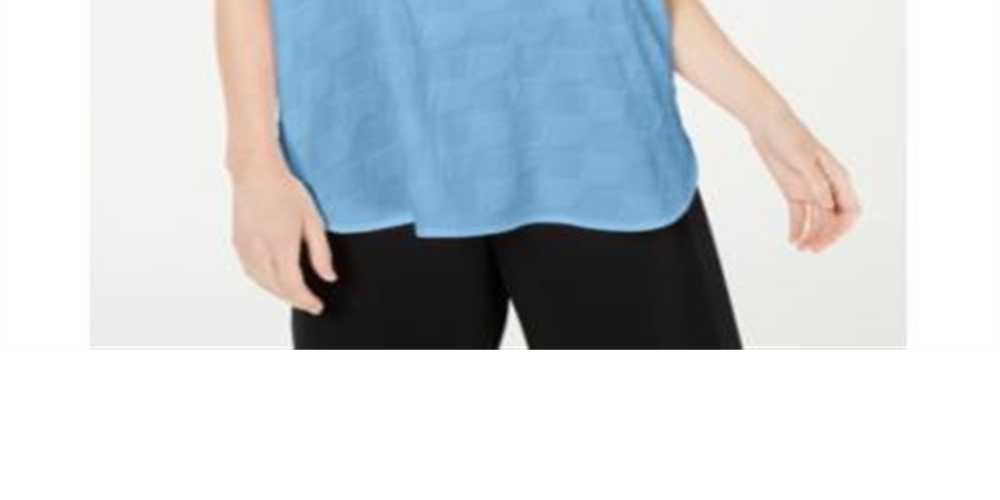 अल्फ़ानी महिलाओं के टेक्सचर्ड शॉर्ट स्लीव वी नेक इवनिंग टॉप ब्लू साइज़ पेटीट स्मॉल