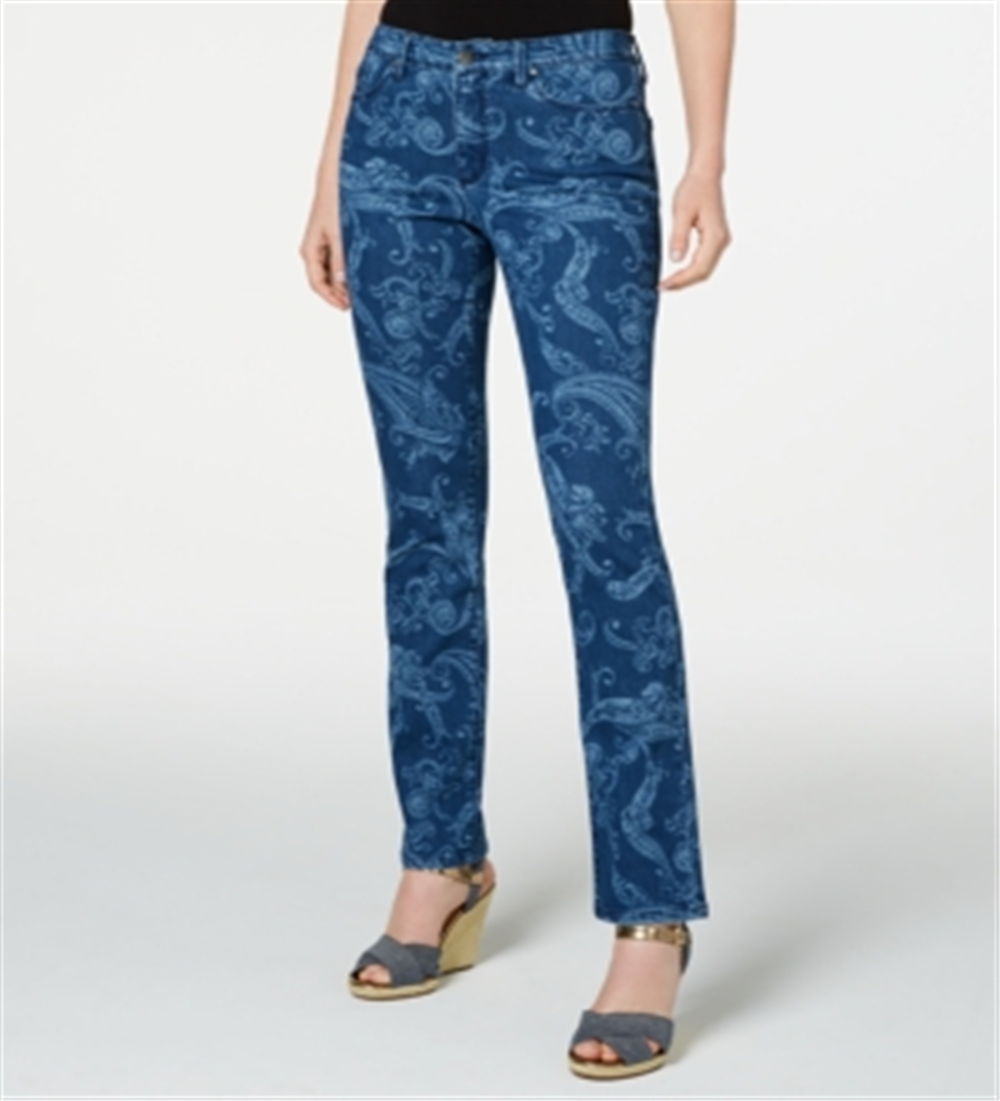 Charter Club Women's Printed Jeans Blue Size 12 Petite
