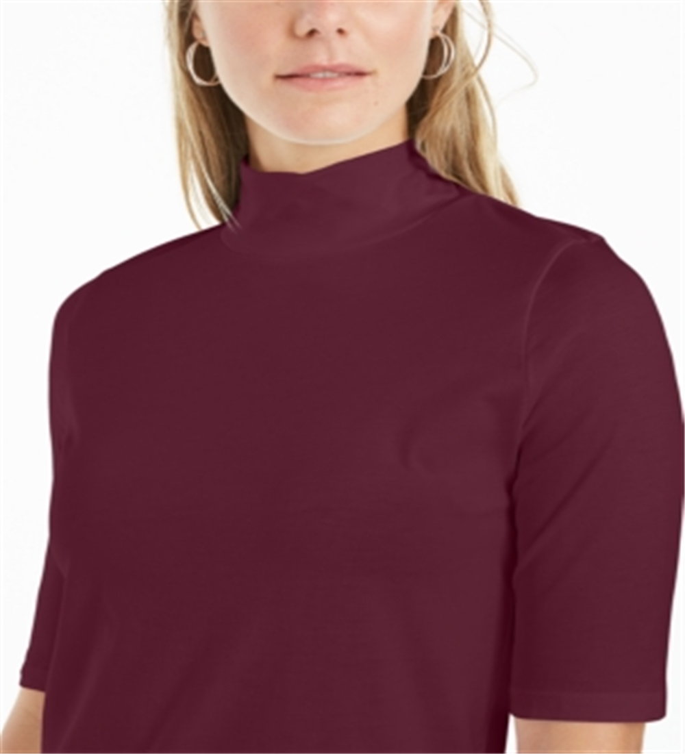 Charter Club Women's Supima Cotton Mock Neck Top White Size Medium