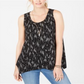Style & Co Women's Printed Scoop Neck Swing Top Black Size X-Small