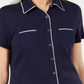 Karen Scott Women's Cotton Piping Button Top Blue Size Medium