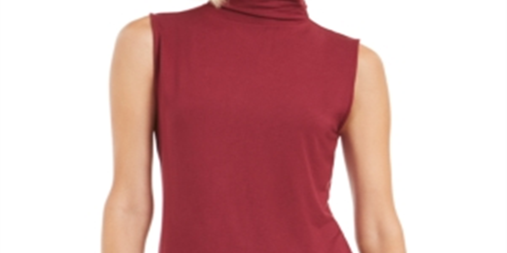 Alfani Women's Mock Neck Sleeveless Top  Red Size Petite SM