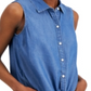 Charter Club Women's Sleeveless Point Collar Top Blue Size 4