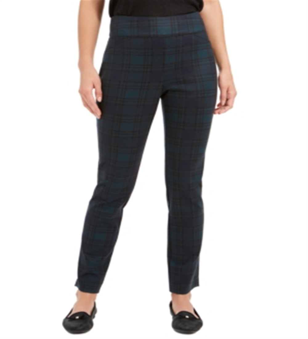 Charter Club Women's Plaid Pull on Pants Green Size 4 Petite