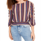 BCX Junior's Striped Lattice Sleeve Top Green Size Small