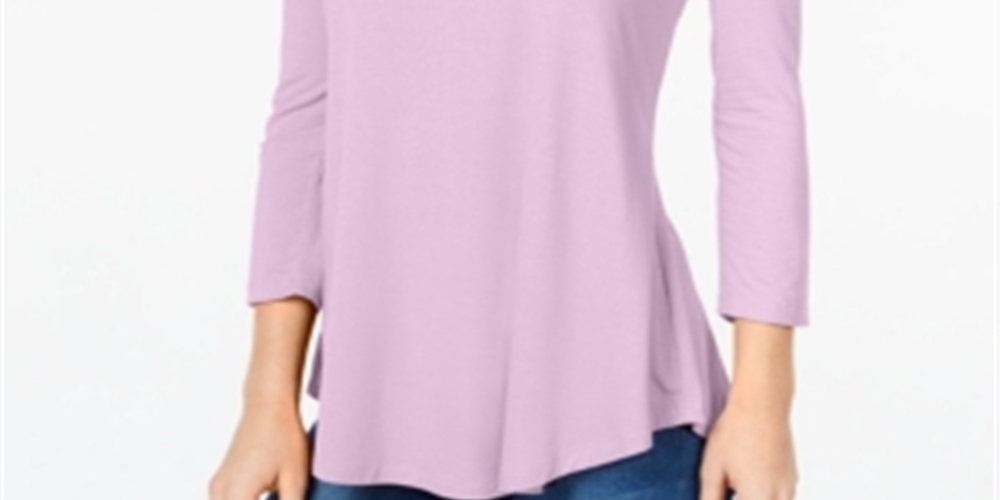 JM Collection Women's Scoop Neck Top Purple Size Petite L