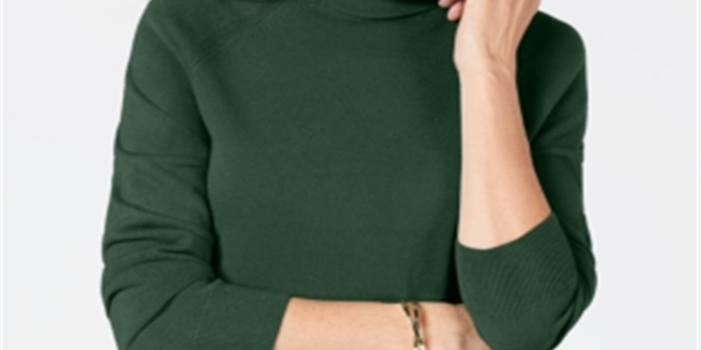 Karen Scott Women's Turtleneck Sweater Green  Size XX-Large