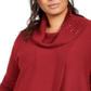 JM Collection Women's Lace up Cowlneck Sweater Red Size 1X