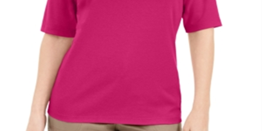 Karen Scott Women's Button Detail V Neck Top Pink Size Large