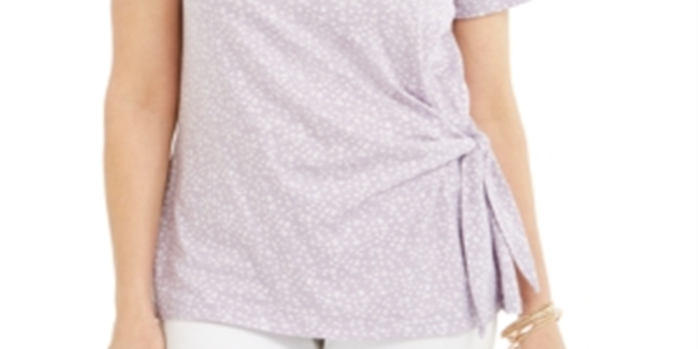 Style & CoWomen's Printed Tie Side Top Purple Size Medium