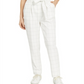 Bar III Women's Belted Windowpane Slim Straight Leg Pants White Size 16
