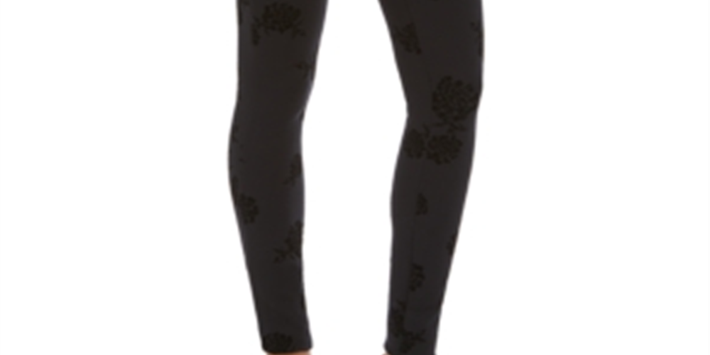 Style & CoWomen's Floral Flocked Ponte Knit Leggings Black Size X-Small