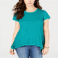 Style & CoWomen's Cap Sleeve Handkerchief Top Light Green Size Large