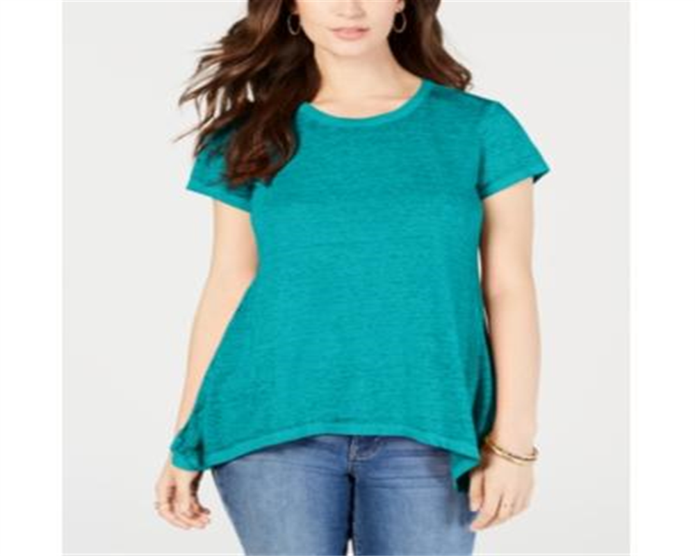 Style & CoWomen's Cap Sleeve Handkerchief Top Light Green Size Large