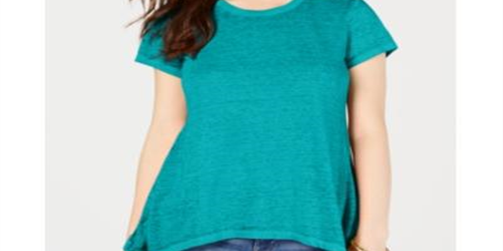 Style & CoWomen's Cap Sleeve Handkerchief Top Light Green Size Large