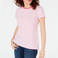 Maison Jules Women's Crewneck Ringer T-Shirt Pink Size X-Small
