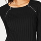 INC International Concepts Women's  Zip Detail Ribbed Sweater Black Size Petite Medium