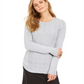 Charter Club Women's Metallic Crewneck Cable Knit Sweater Gray Size Large