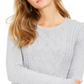 Charter Club Women's Metallic Crewneck Cable Knit Sweater Gray Size Large