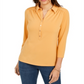 Charter Club Women's Knit Polo Shirt Yellow Size Small
