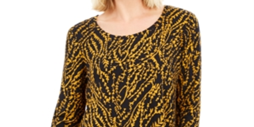 JM Collection Women's Floral Print Top Black Size Large