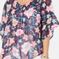 Style & CoWomen's Retro Scarf Print Pintuck Pleat Top Blue Size X-Small