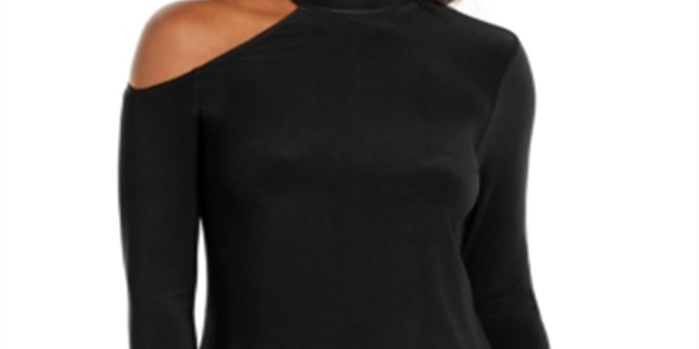 Thalia Sodi Women's Cold Shoulder Mock Neck Top Black Size  Small