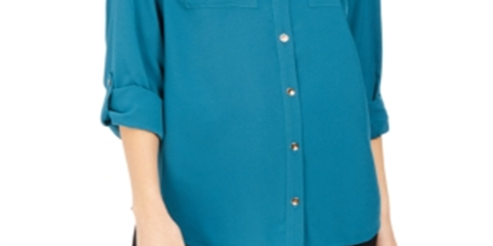 Charter Club Women's Two Pocket Shirt Green Size Small