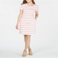 Charter Club Women's Striped Drawstring Dress White Combo Size Small