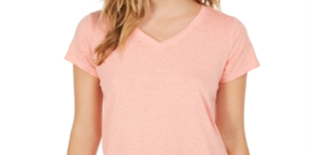 Style & Co Women's Burnout V Neck T-Shirt Orange Size X-Small
