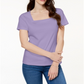 Karen Scott Women's Cotton Square Neck Button Shoulder T-Shirt Purple Size XX-Large