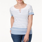 Karen Scott Women's Lace up Top Blue Size Large