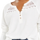 American Rag Junior's Textured Lace TrimHenley Top White Size XXS