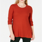 Style & Co Women's Pleated High Low Sweater Orange Size Petite L