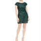 Vince Camuto Women's Short Sleeve Above the Knee Body Con Dress Green Size 4